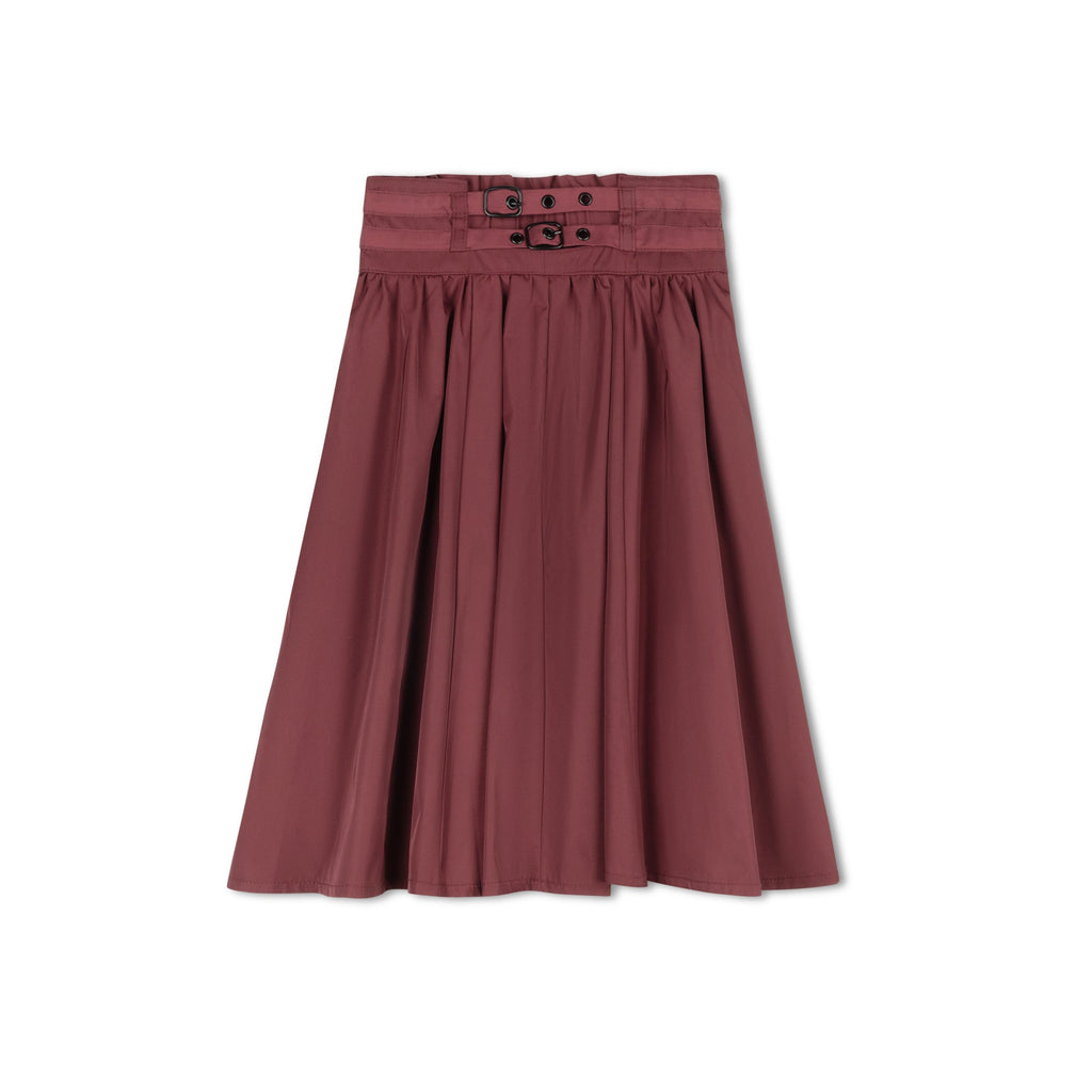 Byke Short Taffeta Buckle Skirt - Burgundy