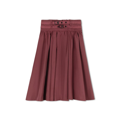 Byke Short Taffeta Buckle Skirt - Burgundy