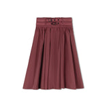 Byke Short Taffeta Buckle Skirt - Burgundy