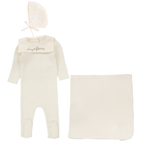 Lilette Knit Collar Layette Set - Cream (Girls)