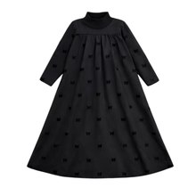 Load image into Gallery viewer, Little Label Long Maxi All Over Bow Print Robe - Black