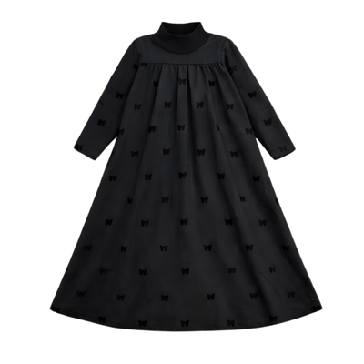 Little Label Long Maxi All Over Bow Print Robe - Black