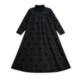 Little Label Long Maxi All Over Bow Print Robe - Black