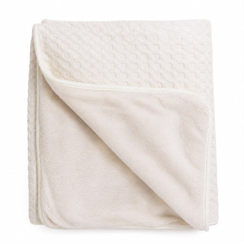 Mema Knits Waffle/Fur Blanket - Cream