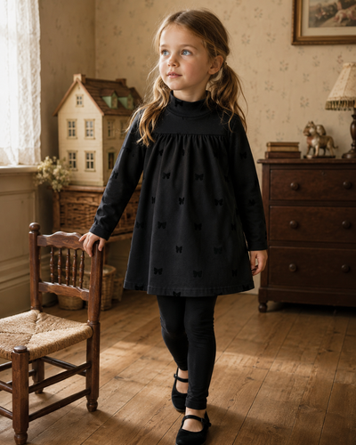 Little Label 2Pc All Over Bow Print Robe Set - Black