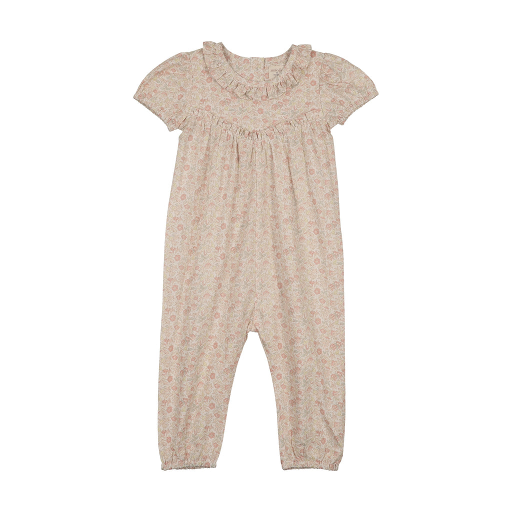 Lil Legs Sunny Blossoms Long Romper - Bud Pink