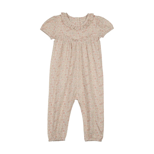 Lil Legs Sunny Blossoms Long Romper - Bud Pink