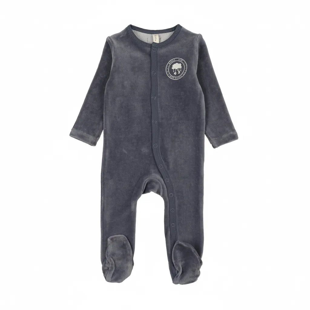 Lilette Velour Snap Down Footie - Off Navy