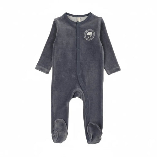 Lilette Velour Snap Down Footie - Off Navy