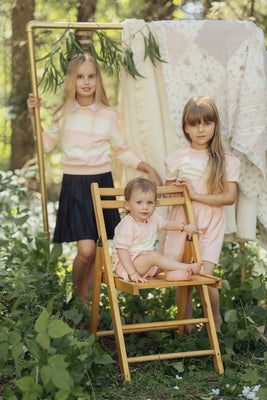 Numu Striped Cropped Collar Tee - Pastel Pink
