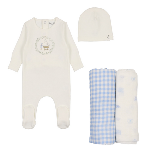 Bee & Dee Gingham Cradle Boys 3PC Set - Arctic White