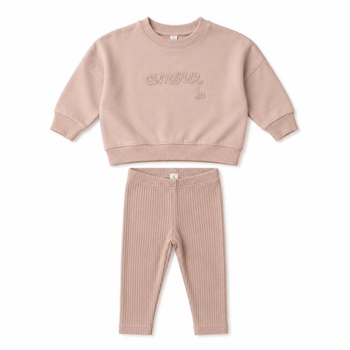 Lilette Floral Sweatshirt Set - Dusty Pink