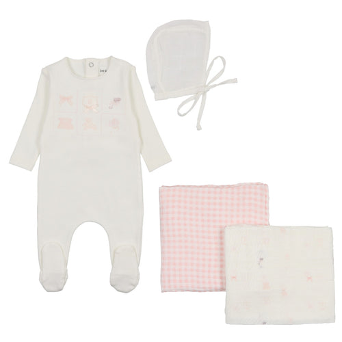 Bee & Dee Take-me-Home Gingham Girls 3PC Set - Chalk White