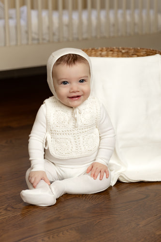 Bee & Dee Crochet Pullover Vest 3PC Set - White