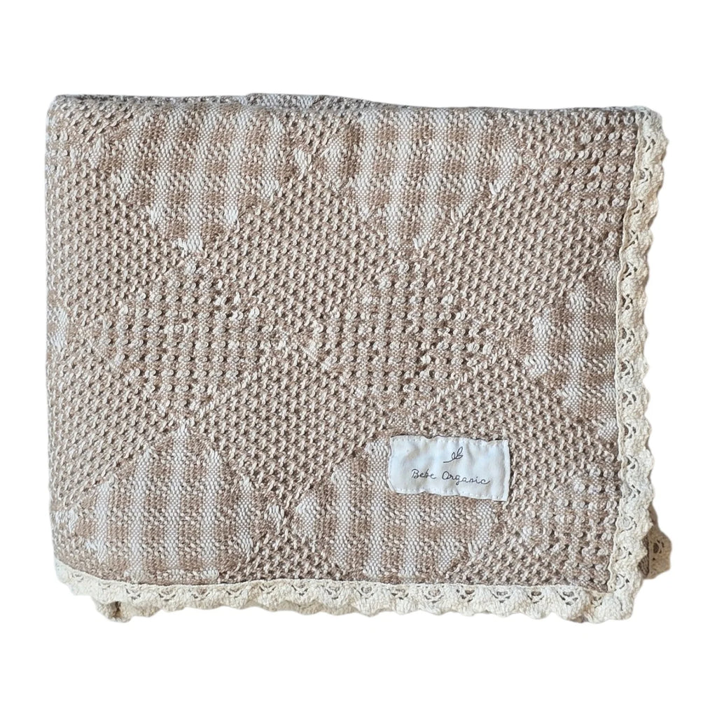Bebe Organic Plaid Blanket - Taupe Plaid Patchwork