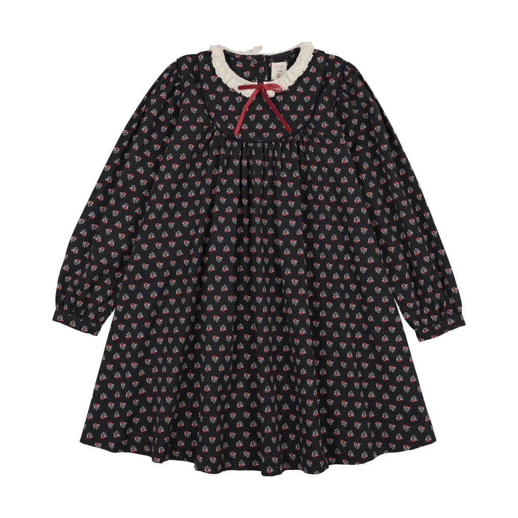 Lil Legs Home Garden Laced Trimmed Dress - Navy Print