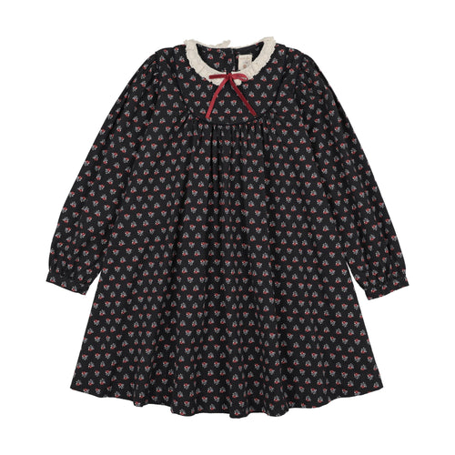 Lil Legs Home Garden Laced Trimmed Dress - Navy Print