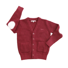 Load image into Gallery viewer, Little Parni Boys Patch Cardigan (K562) - Burgundy