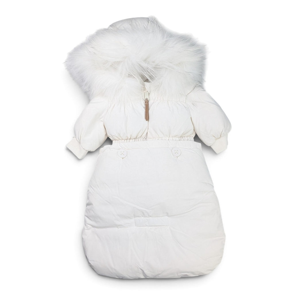 Mantel Gathered Baby Jacket And Matching Footmuff - White