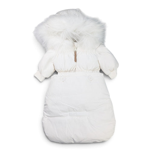 Mantel Gathered Baby Jacket And Matching Footmuff - White