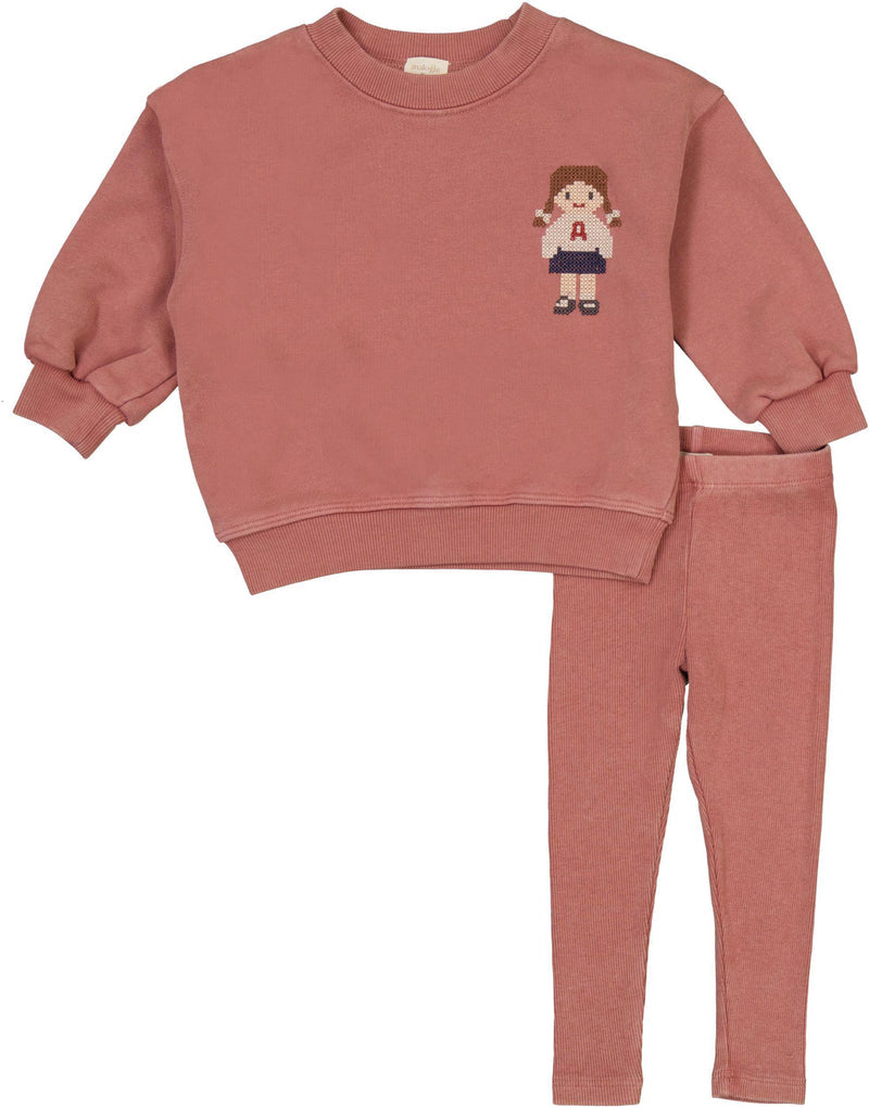 Lil Legs Doll Sweatshirt Set - Vintage Pink