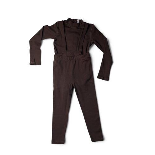 Little Parni Onesie And Overall Set (K725) - Brown