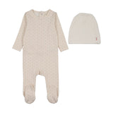 Lilette Gem Stripe Footie And Hat Set - Cream/Pink