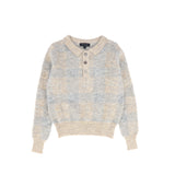 Bamboo Plaid Knit Collar Sweater - Light Grey