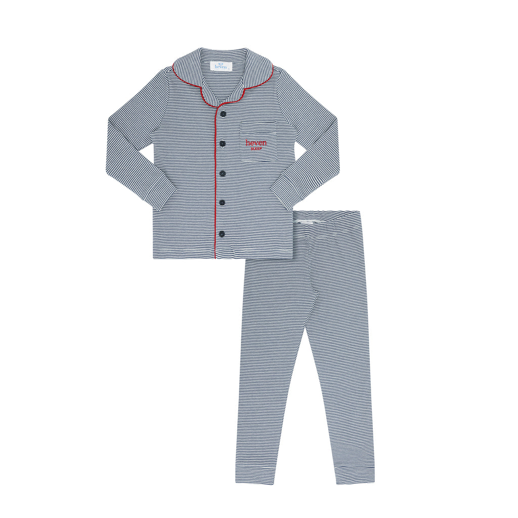 Heven Striped Lounge Pajamas - Ivory/Blue (PJ15)