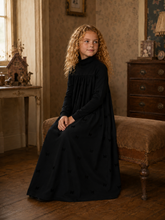Load image into Gallery viewer, Little Label Long Maxi All Over Bow Print Robe - Black