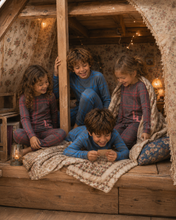 Load image into Gallery viewer, Little Label Blue Plaid Logo Pajamas
