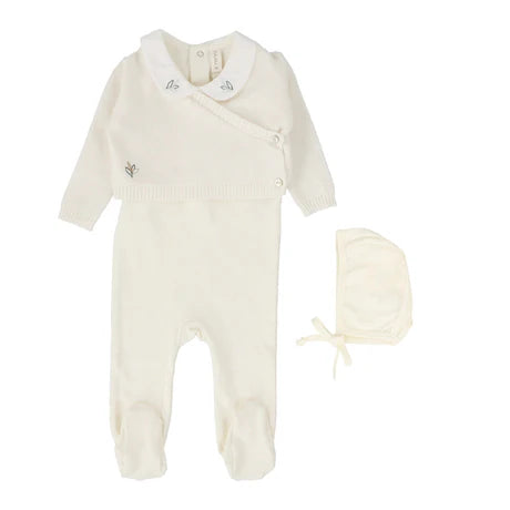 Lilette Knit Wrap Sleeveless Footie Set - Cream