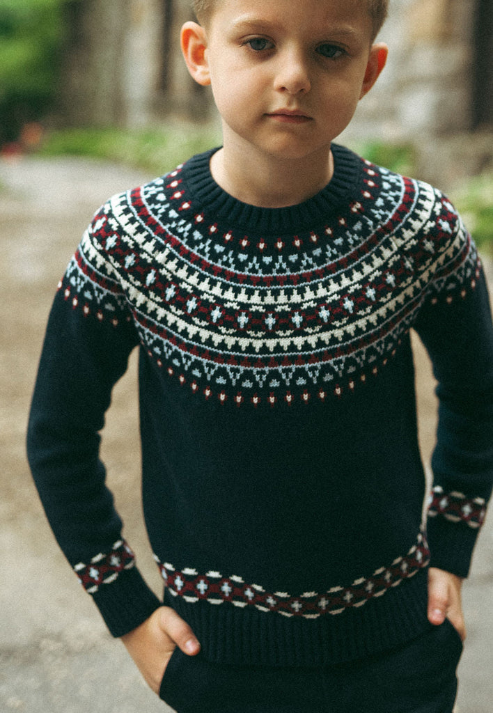 Sweet Threads Aster Crew Sweater - Navy Blue