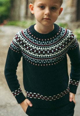 Sweet Threads Aster Crew Sweater - Navy Blue