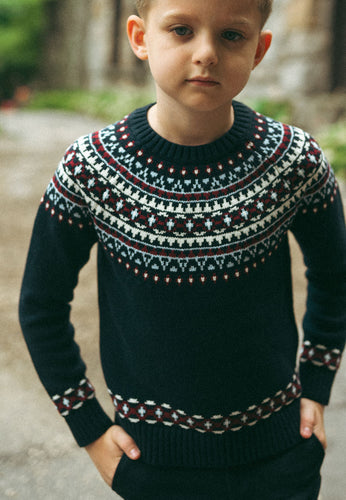 Sweet Threads Aster Crew Sweater - Navy Blue