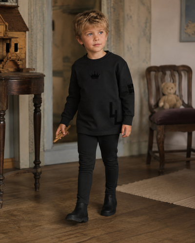 Little Label Boys Robe With Crown Detail - Black