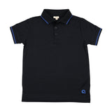 Lil Legs Textured Sports Polo  - Navy (Short Sleeve)
