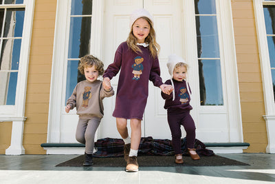 Lil Legs Doll Sweatshirt Dress - Washed Burgundy
