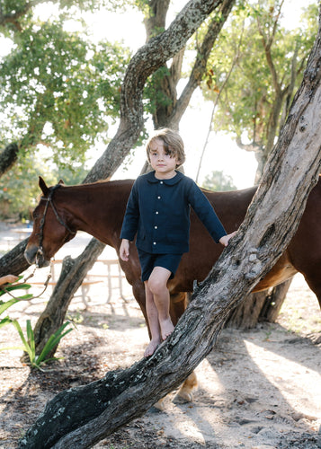 Lil Legs Linen Suit - Navy