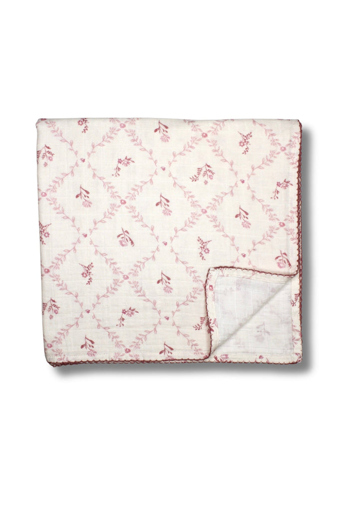 Little Threads Mauve Lattice Muslin Blanket