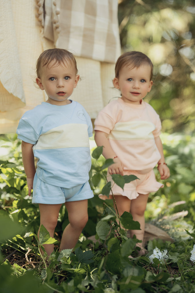 Numu Striped Baby Girl Sweat Set - Pastel Pink