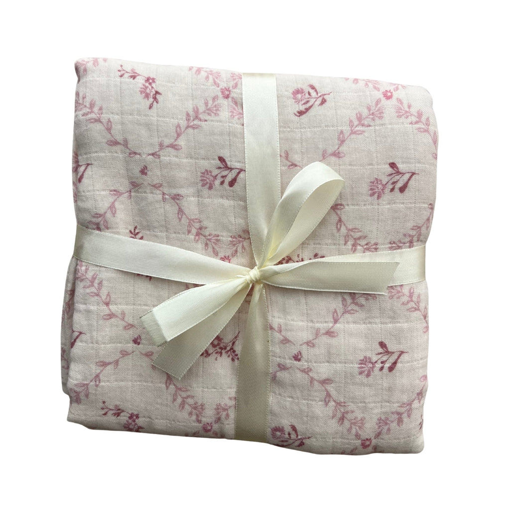 Little Threads Mauve Lattice Muslin Blanket