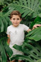 Load image into Gallery viewer, Ely's &amp; Co Ribbed Printed Palm Collection French Terry V-neck Tee - Ivory