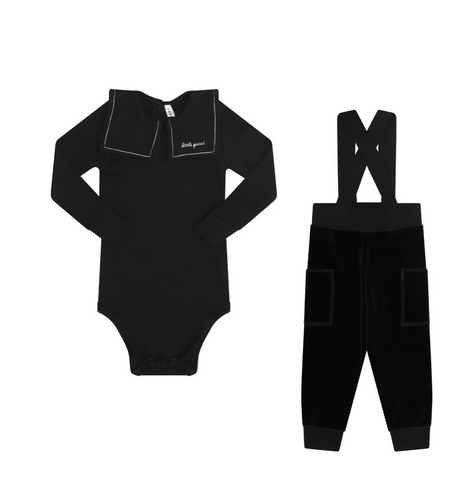 Little Parni Velour Overall Set (K726) - Black