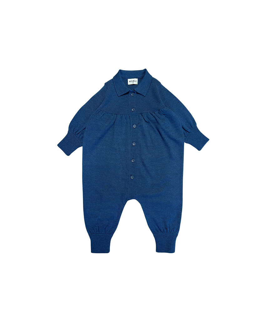 Mabli Artist Wool Knit Romper - Deep Sea Melange
