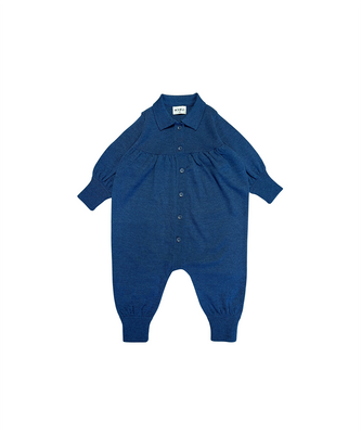 Mabli Artist Wool Knit Romper - Deep Sea Melange