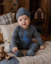 Load image into Gallery viewer, Little Label Blue Plaid Logo Footie And Hat