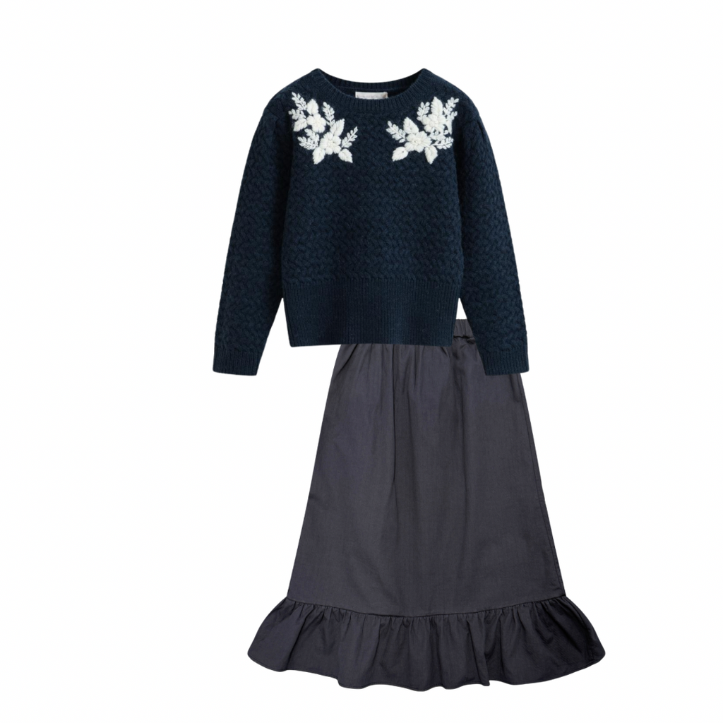 Cera Una Volta Stefania Pullover And Skirt Set - Navy Blue