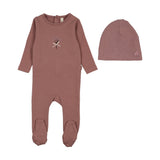 Lilette Bouquet Graphic Footie And Hat Set - Mauve