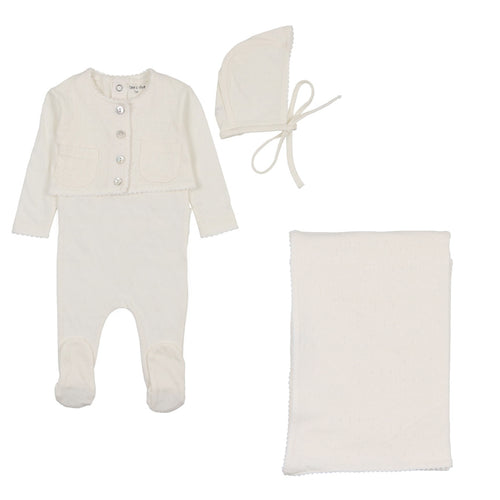 Bee & Dee Perfect Pointelle 3PC Set - Chalk White